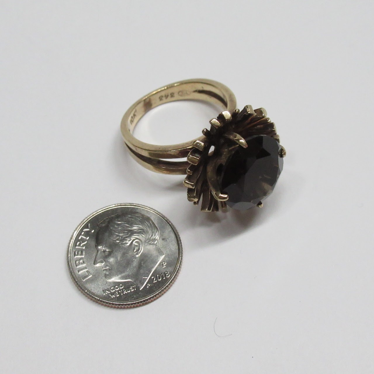 10K Gold & Smoke Quartz Ring