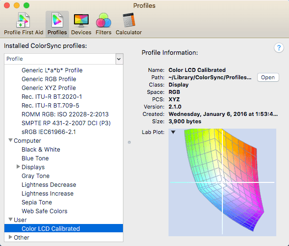 colorsyncユーティリティ