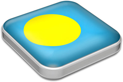 Flag of Palau with metallic square frame