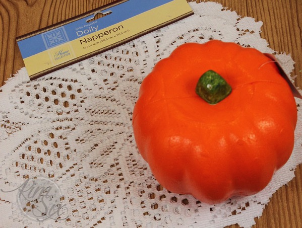 Lace wrapped dollar store pumpkin supplies