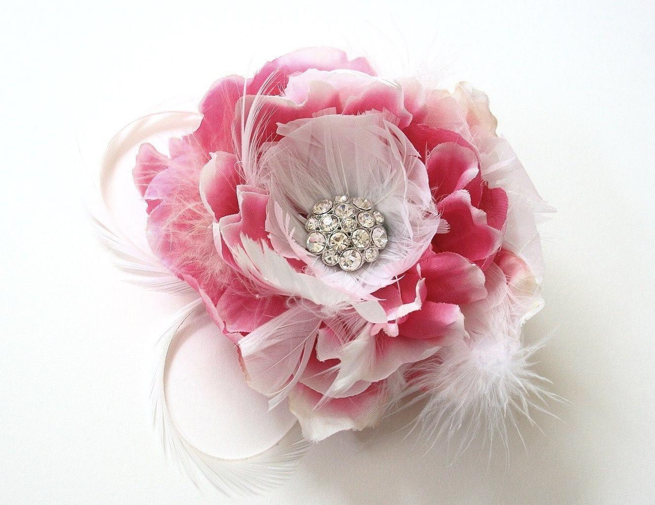 Pink Cabbage Rose Brooch, Pin,