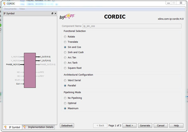 IP Core method for sine and cos function