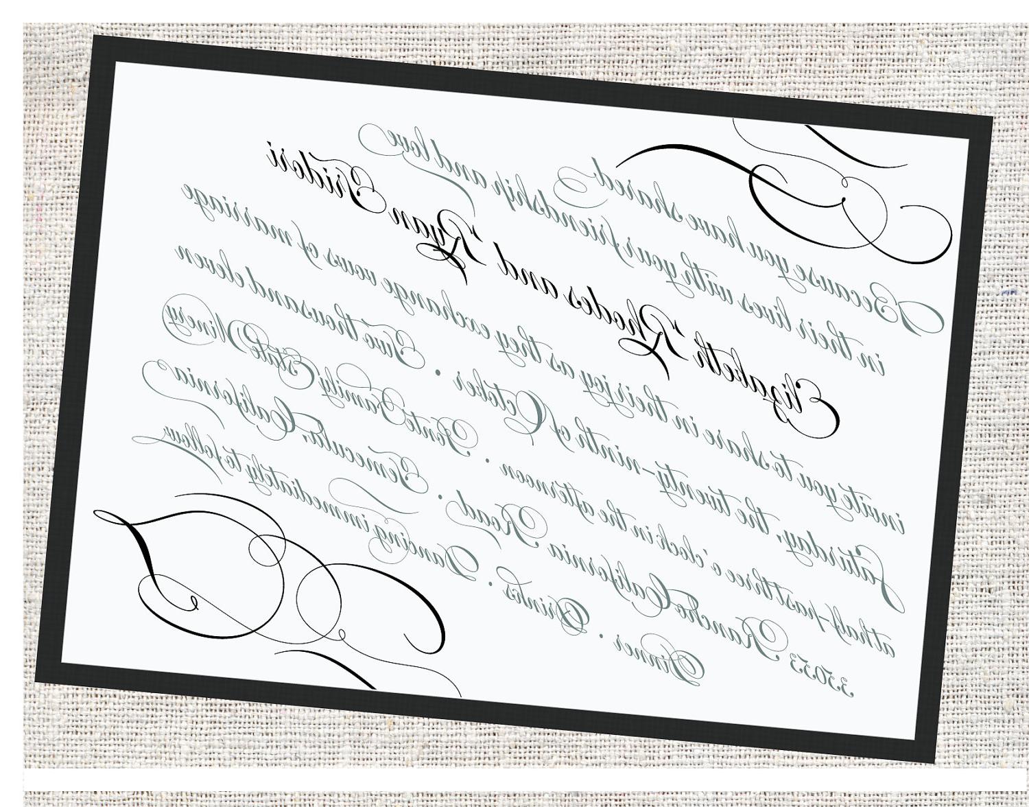 Black Tie Wedding Invitation - Formal Script - Black White and Gray