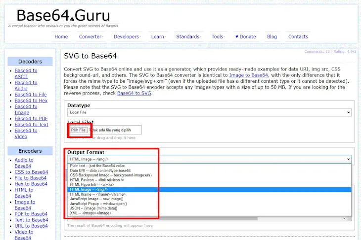 base64guru konversi svg ke kode html