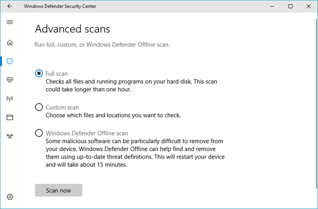 Centro sicurezza Windows Defender