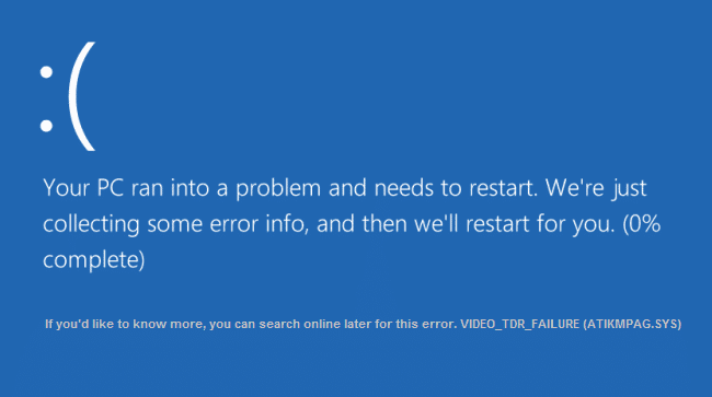 Solucionar error de falla de TDR de video en Windows 10