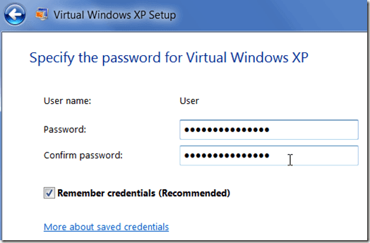 password della macchina virtuale