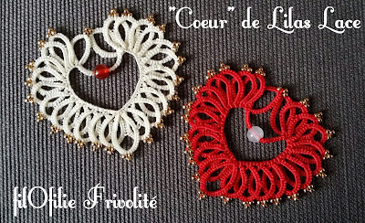 Coeur en frivolité, dentelle aux navettes, modèle de Lilas Lace