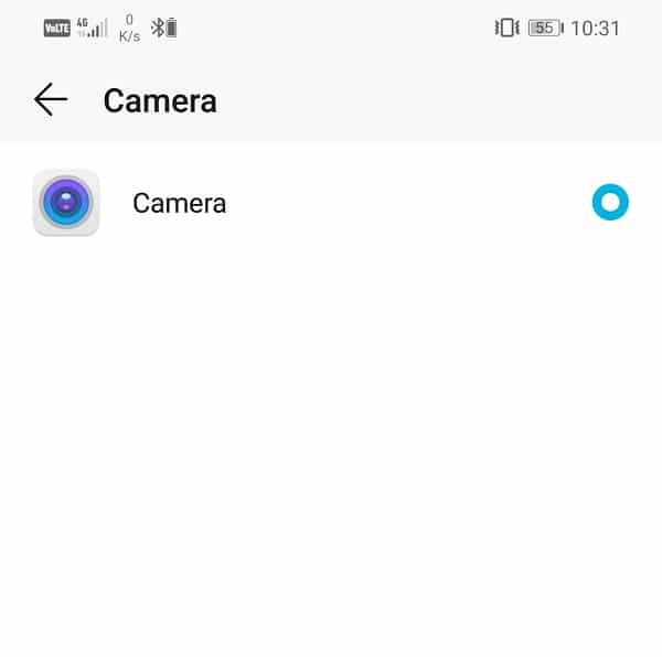 Assicurati che la fotocamera nativa sia selezionata come app fotocamera predefinita