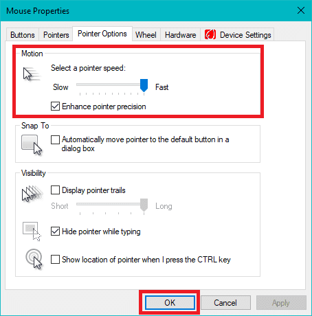 Modification de la sensibilité de la souris