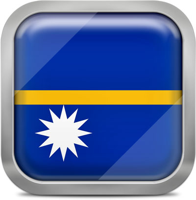 Nauru square flag with metallic frame
