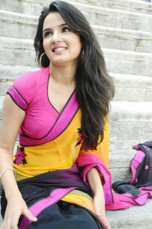 Sms Cute Girls Still Collections Colorful Saree Girl