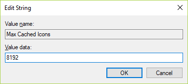 Установите значение Max Cached Icons на 4096 или 8192, что составляет 4 МБ или 8 МБ.