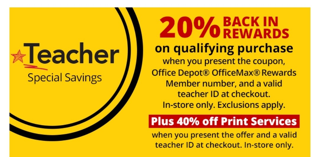 Ahorros Diarios Usando Cupones: Recompensa para Maestros en OfficeMax /OfficeDepot