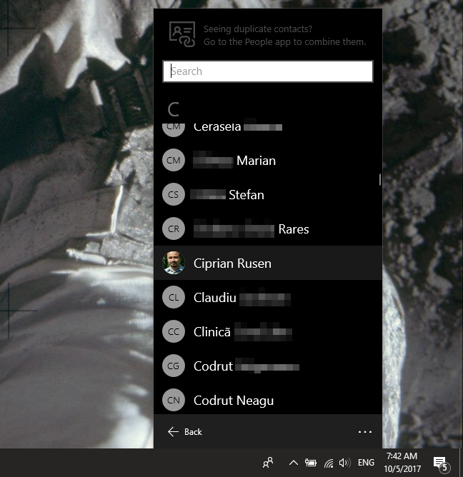 Windows 10, anclar contactos, anclar personas