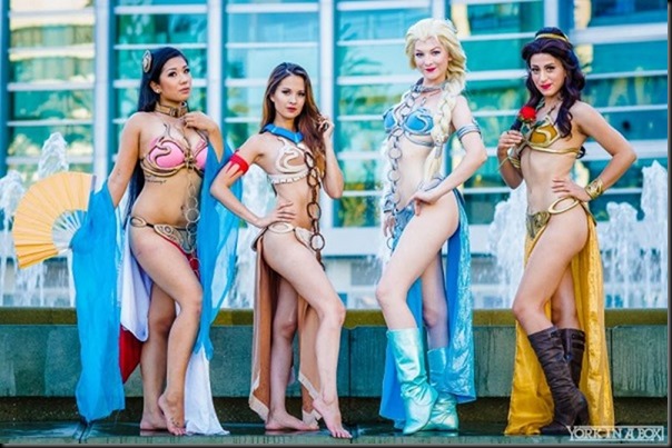 Slave Leia x Disney Princesses crossover Cosplay_869975-0001