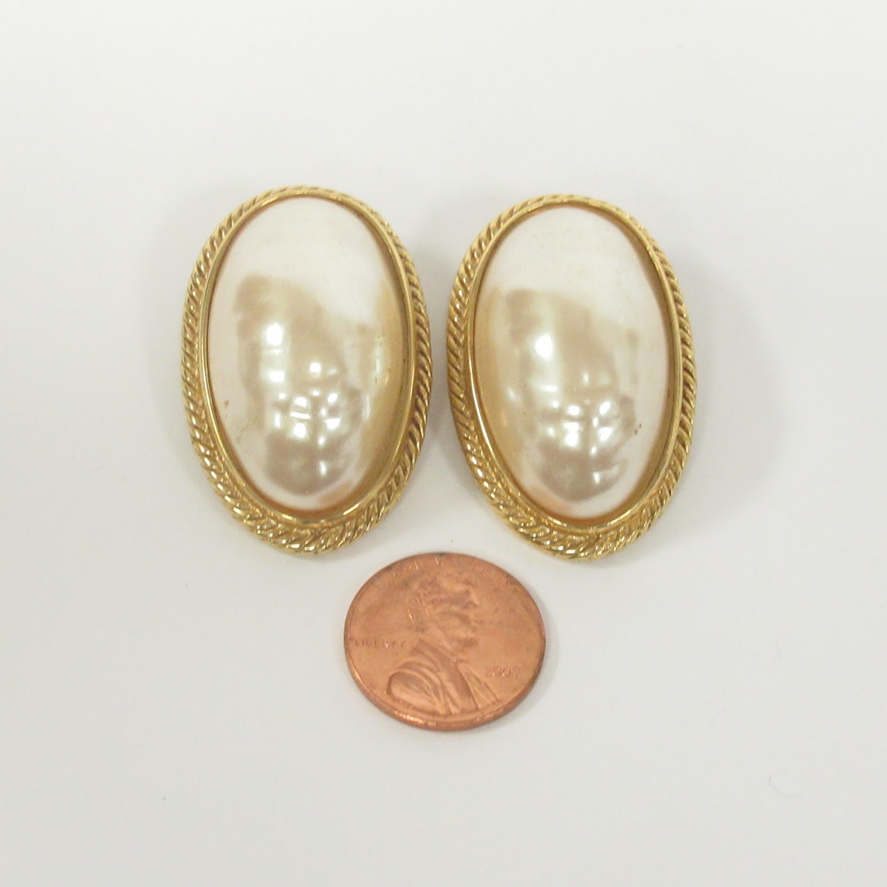 Givenchy Vintage Baroque Pearl Clip Earrings