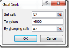 Variables de búsqueda de objetivos de Excel