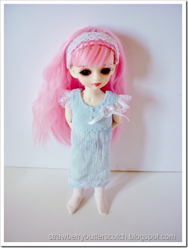 Cute blue dress with lace for a ball jointed doll.