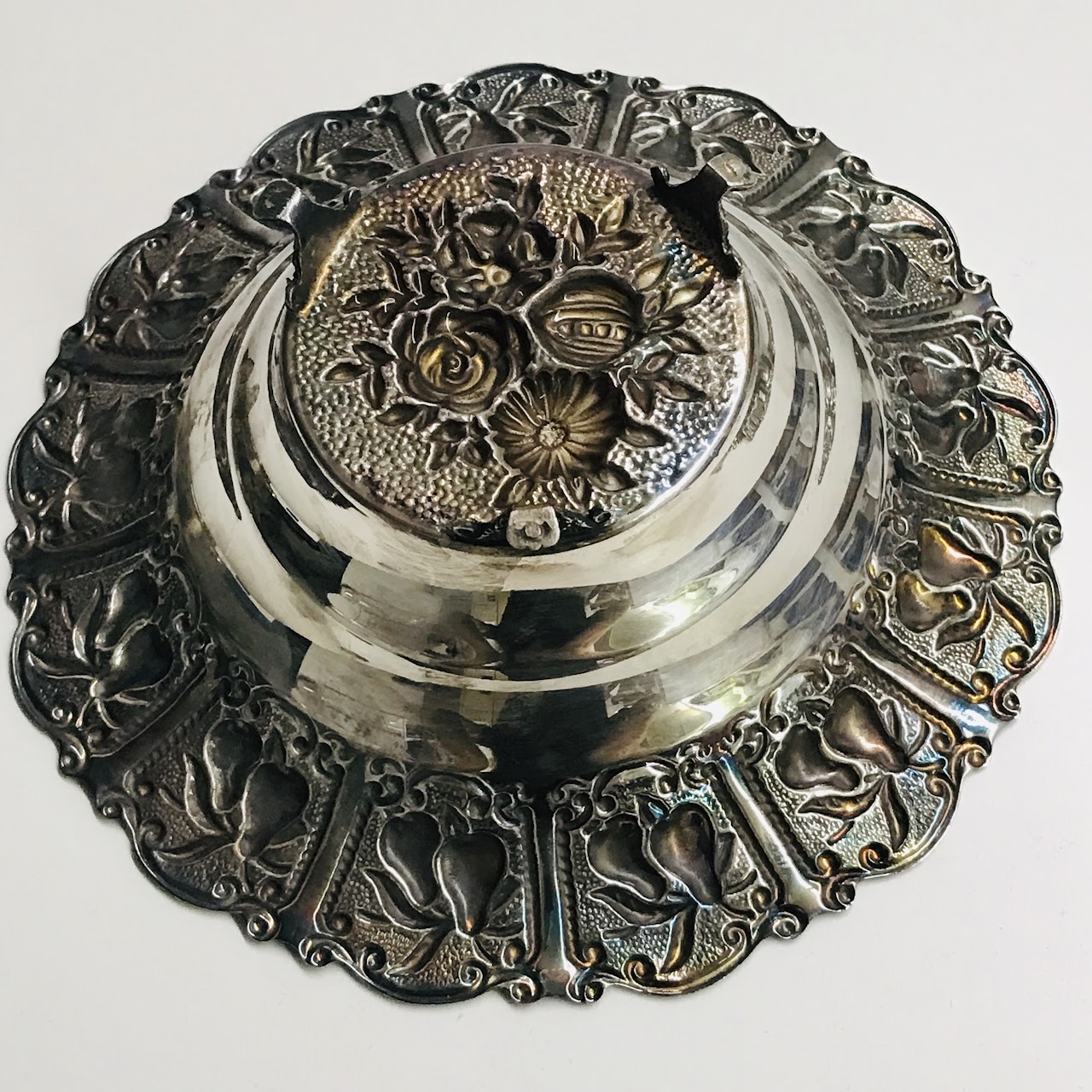 Sterling Silver Repousse Footed Bowl