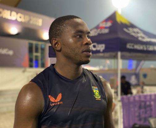 Proteas fast bowler Kagiso Radaba during the team's first night training session in Abu Dhabi on October 18 2021.