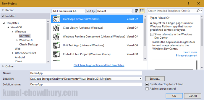 How to create a Universal Windows Platform app (www.kunal-chowdhury.com)