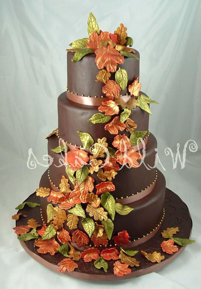 Autumn Leaves Wedding Cake