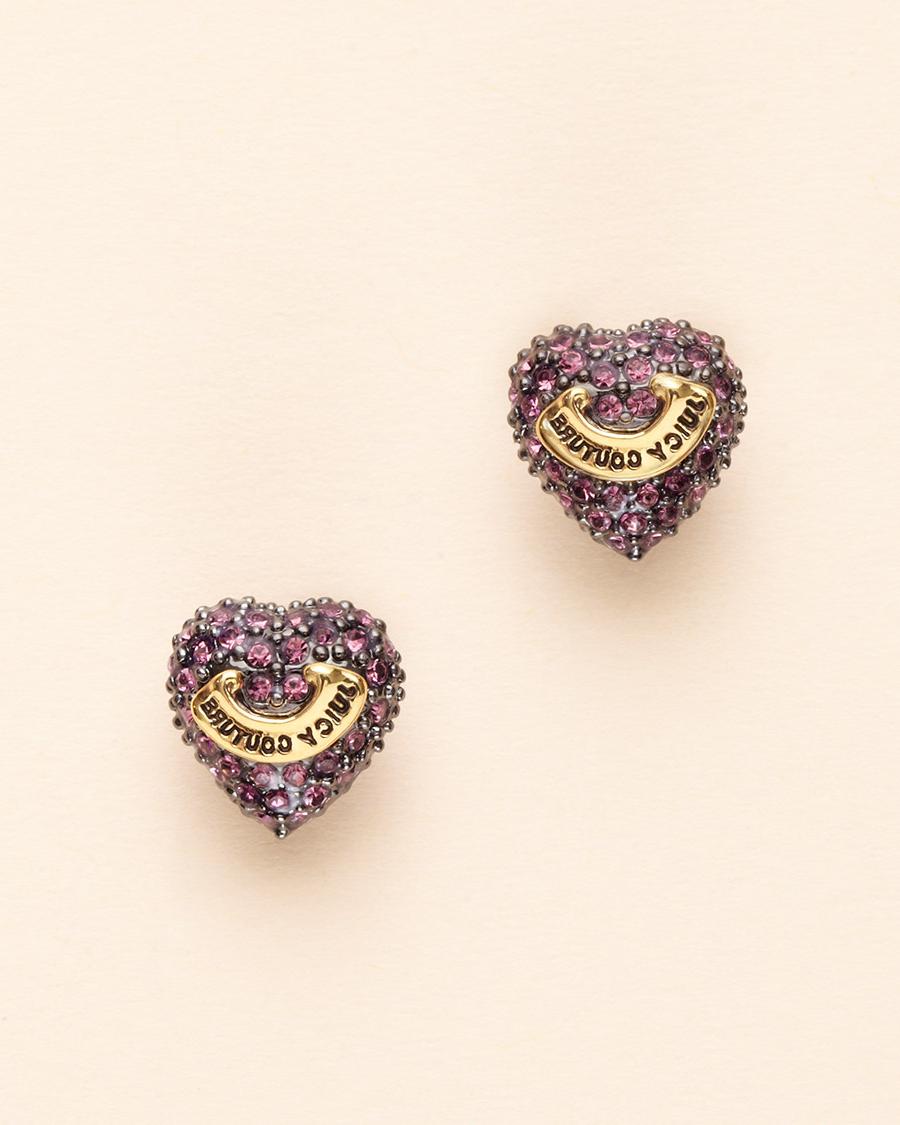 PURPLE PAVE HEART STUDS