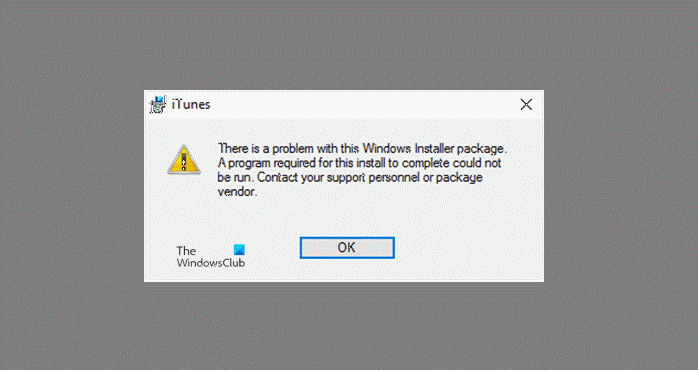 Il y a un problème avec ce package Windows Installer