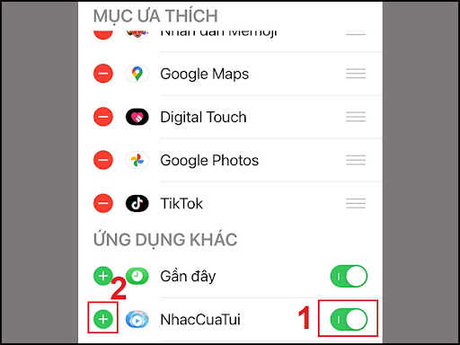 Bật và thêm NhacCuaTui vào Mục ưa thích của iMessage