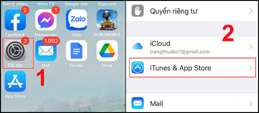 Vào Cài đặt, chọn mục iTunes & App Store.