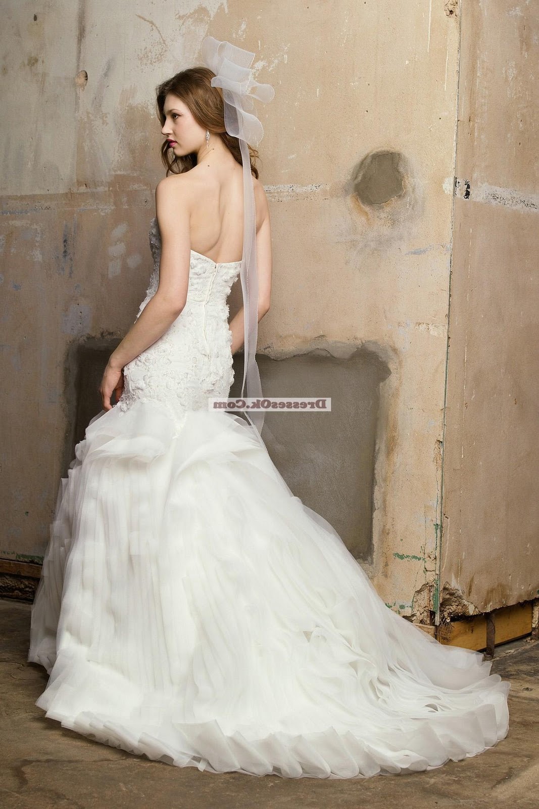 Romantic Mermaid Sweetheart chapel train Wedding Dresses WATTWD05028