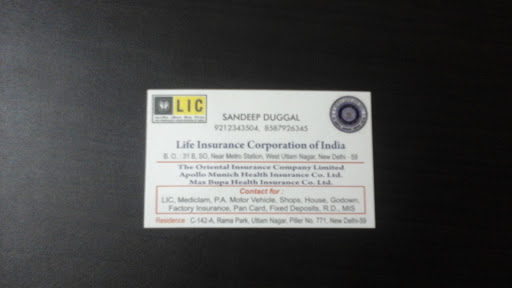 Sandeep Duggal (Life Insurance Corporation of India), B.O.31B, SO, Near Metro Station, Uttam Nagar, Hastsal, Delhi, 110059, India, Life_Insurance_Company, state UP