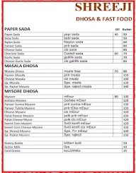 Shreeji Dhosa & Fast Food menu 1