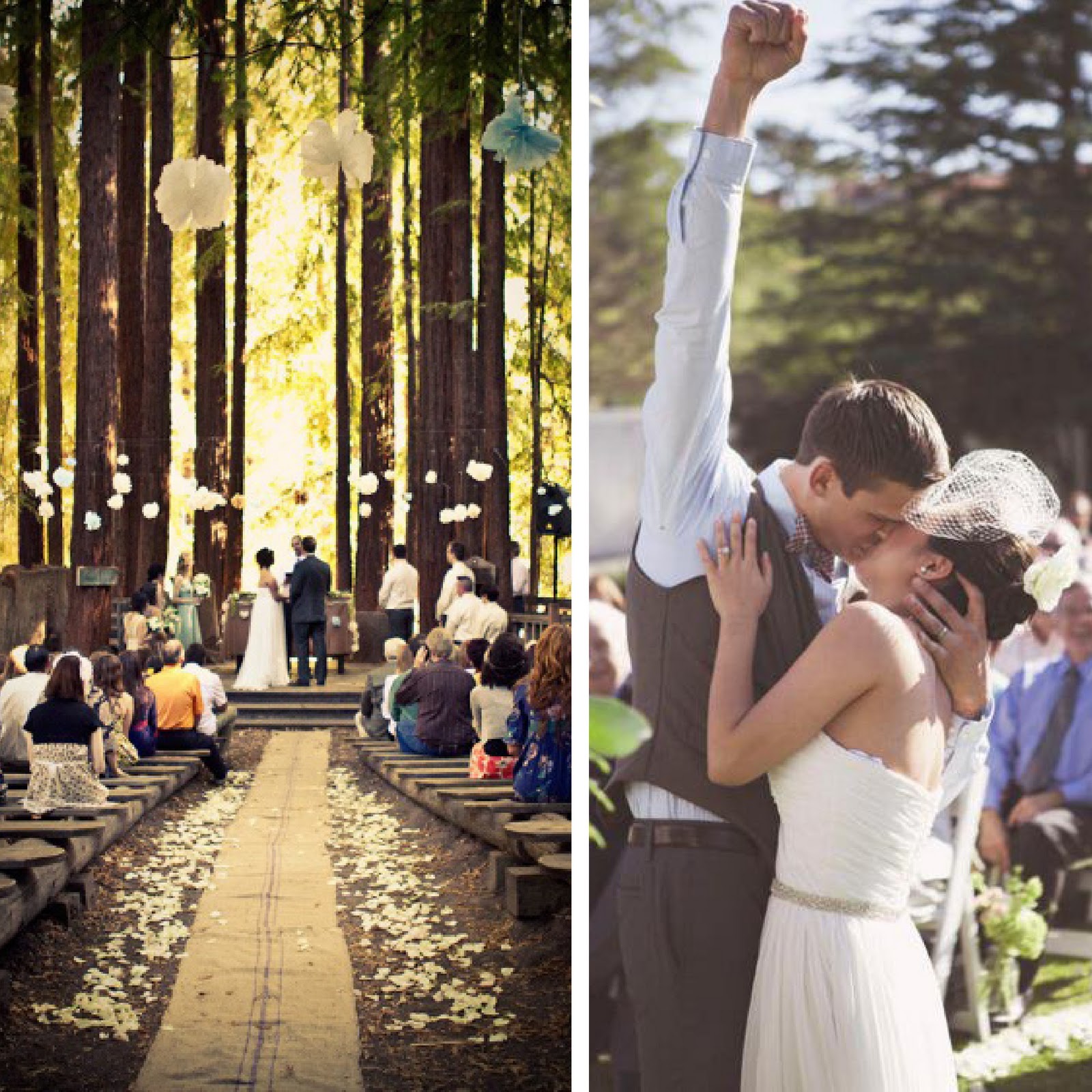 outdoor wedding, kiss