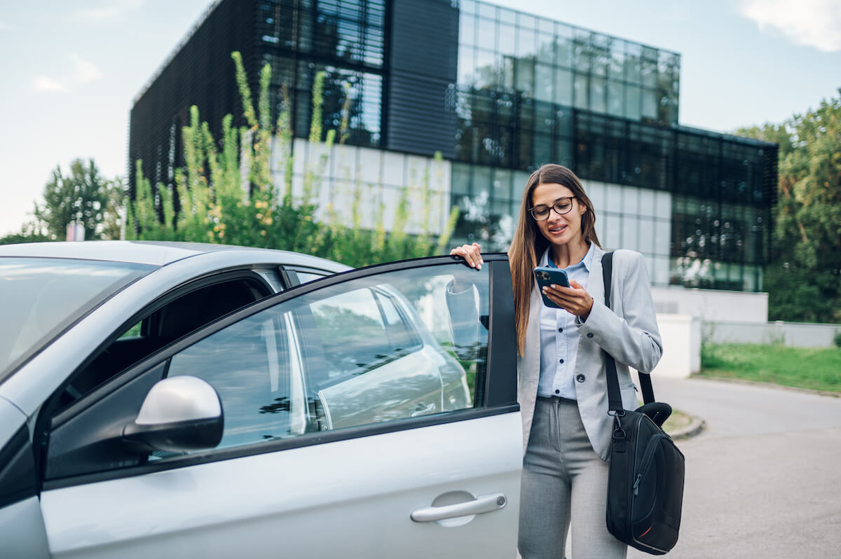 Human service software: manager using her phone