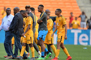 Steve Komphela and Kaizer Chiefs players during the Absa Premiership match between Kaizer Chiefs and Chippa United at FNB Stadium on April 07, 2018 in Johannesburg, South Africa.