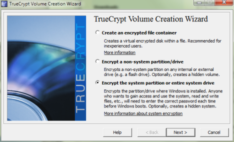 ตัวช่วยสร้างการสร้างโวลุ่ม TrueCrypt