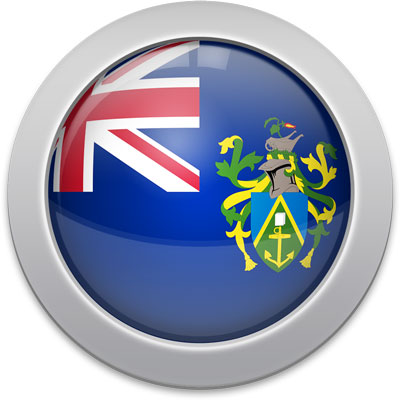 Pitcairn Island flag icon with a silver frame