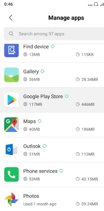 Dall'elenco delle app, seleziona "Google Play Store"