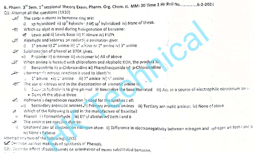 BP301T Pharmaceutical Organic Chemistry II BPharmacy 3rd Semester