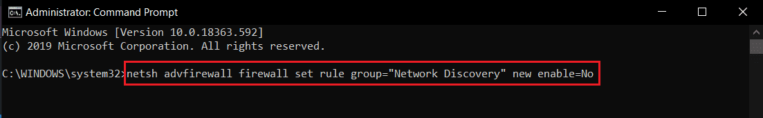 คำสั่งปิดการใช้งานการค้นหาเครือข่ายใน cmd หรือ command prompt