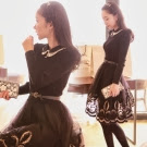 Pink東大門 美麗宣言˙歐風墜飾領織感花紋擺洋裝(黑)