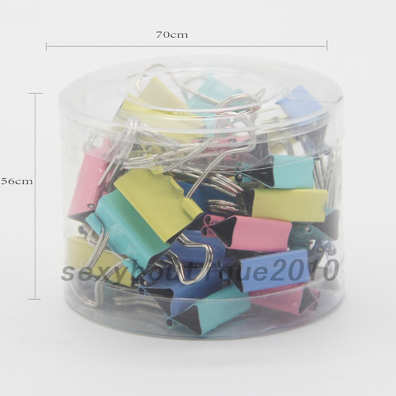40Pcs Colorful 19mm Width Metal Binder Clip Office Paper File Binders