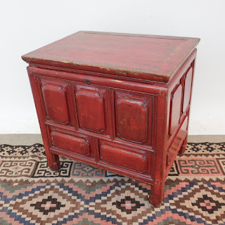 Red Lacquered Footed Chest