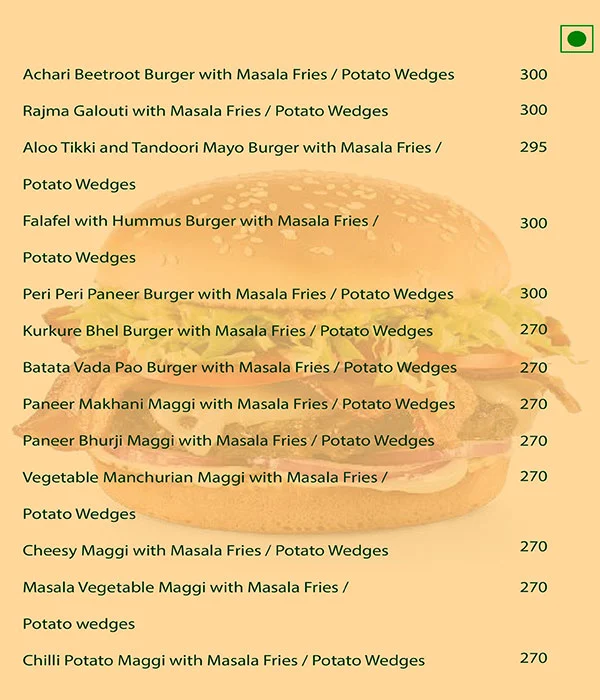 Burgers N Oodles menu 