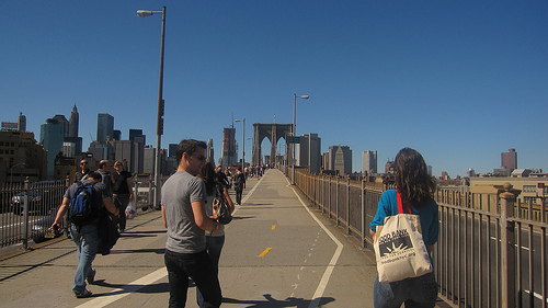 After Grimaldi's the Pizza posse and I trekked over the Brooklyn Bridge and headed to Manhattan! I've lived near New York my entire life and I never walked on this bridge. It was such a fun and exhilarating experience. It was a gorgeous September day too. After Grimaldi's the Pizza posse and I trekked over the Brooklyn Bridge and headed to Manhattan! I've lived near New York my entire life and I never walked on this bridge. It was such a fun and exhilarating experience. It was a gorgeous September day too.