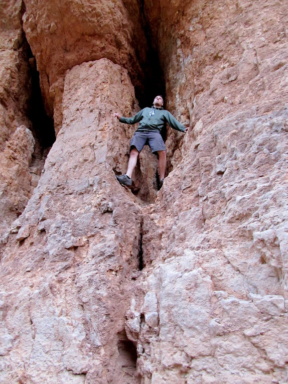 Chris climbing a crack