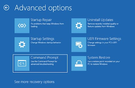 Command Prompt option for Automatic Startup Repair