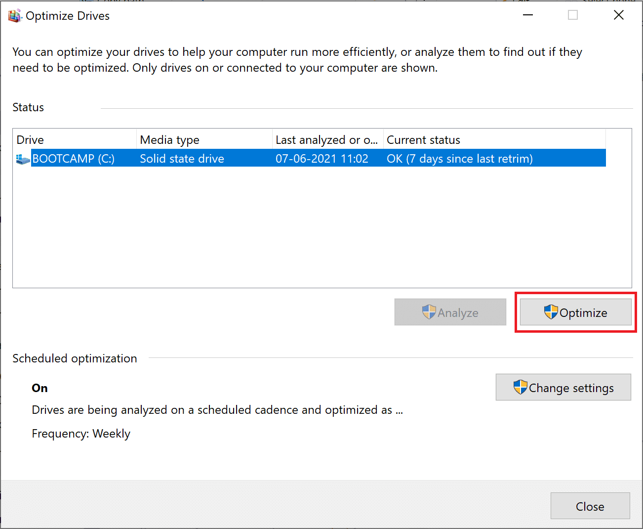 최적화를 클릭합니다.  게임 및 성능을 위해 Windows 10을 최적화하는 방법은 무엇입니까?